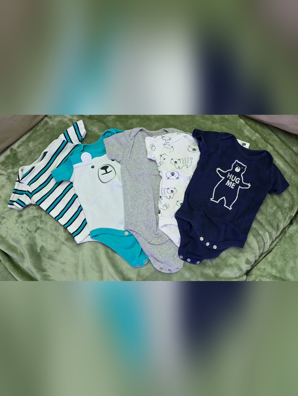 Boys Bear Onesies - Size 0-3 Months